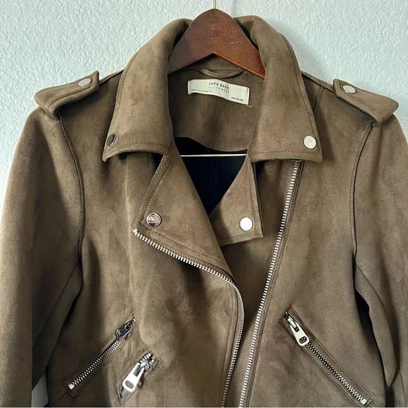 Zara Faux Suede Brown Moto Jacket - Picture 2 of 4